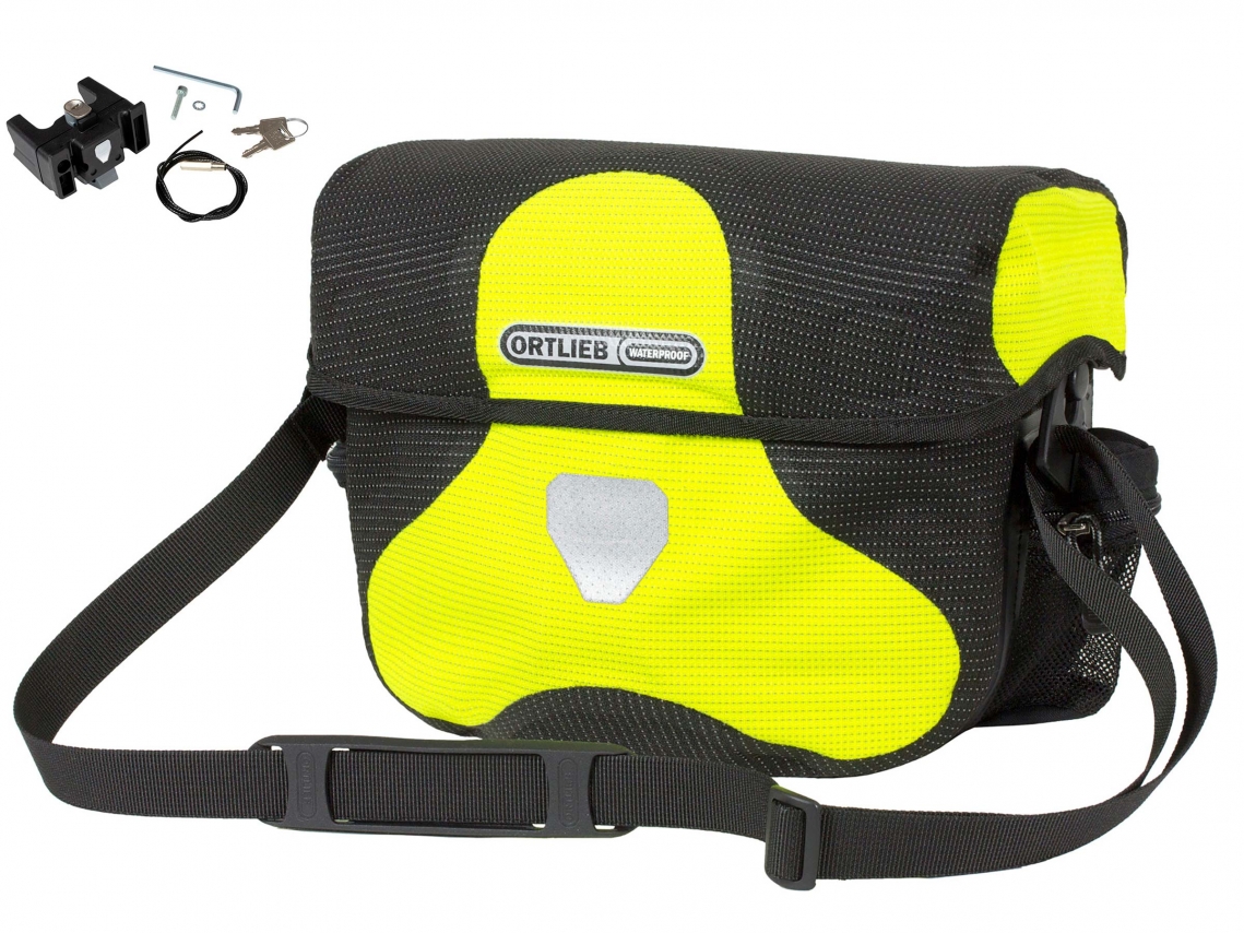 Ortlieb Stuurtas Ultimate Six High Visibility 7L Neongeel-Zwart reflex incl. Stuurhouder