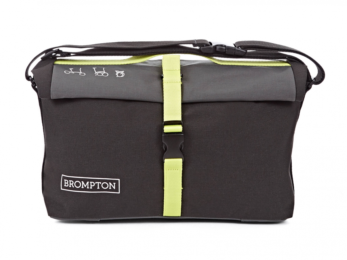 Brompton Roll Top Bag incl. Frame & Regenhoes Grijs-Limoen (Toonzaal model)
