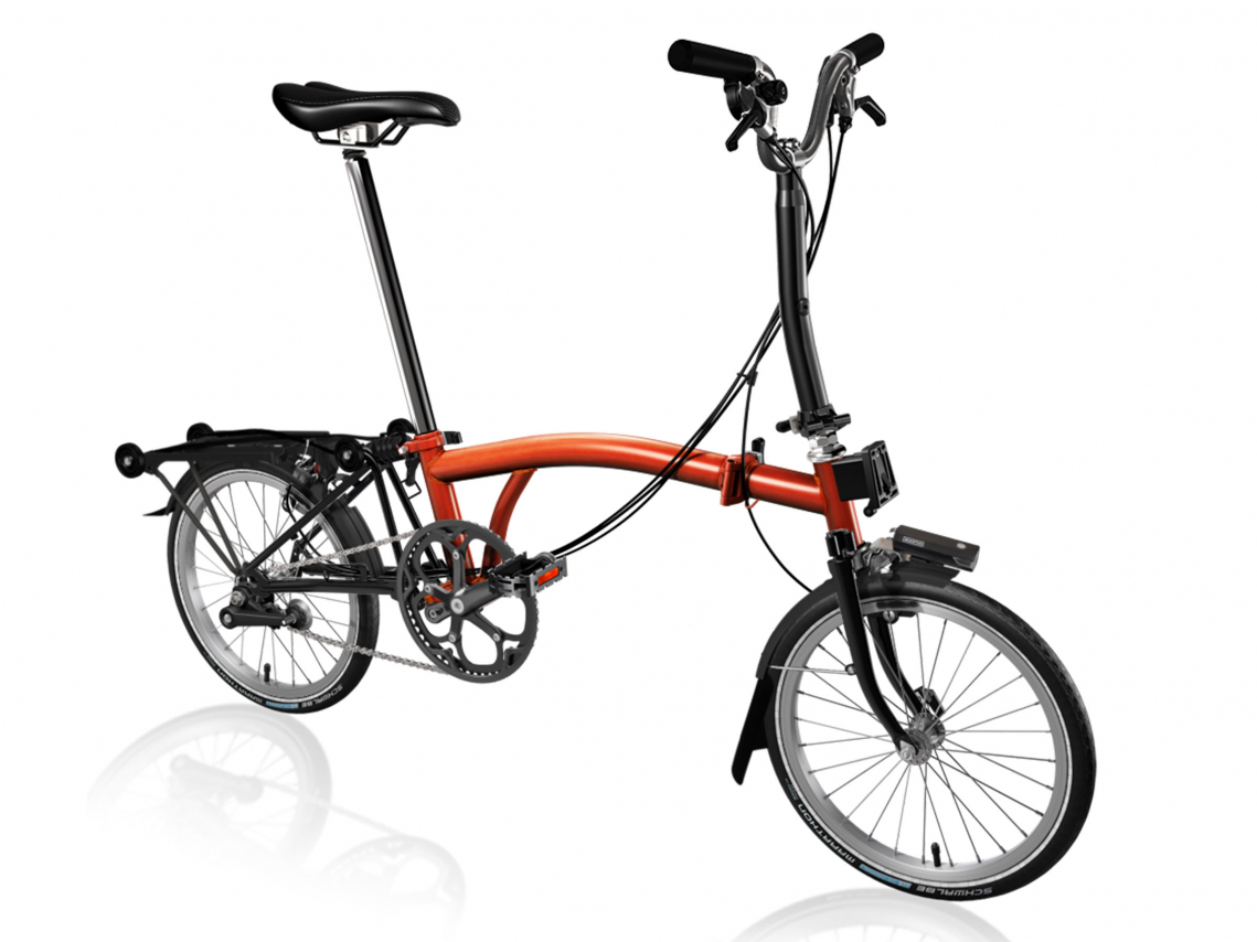 Brompton C Line Black Edition Explore Midden met Rack Flame Lacquer