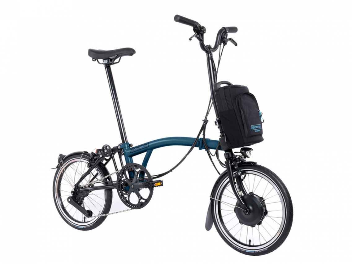 Brompton Electric C Line Urban H4R Ocean Blue Rack