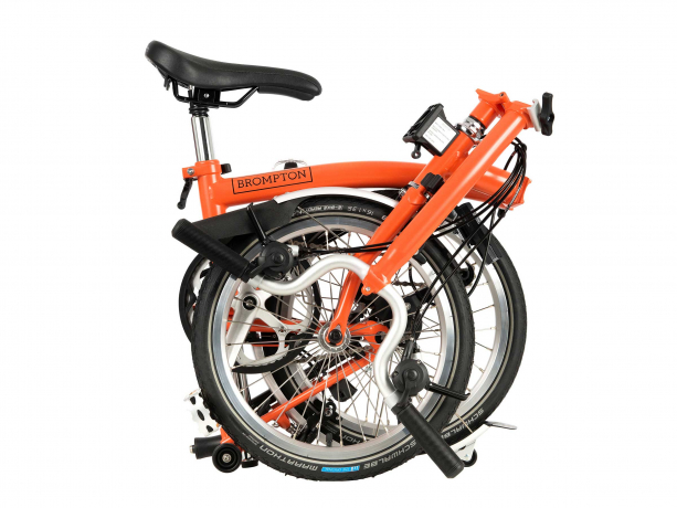 Brompton C Line Explore Hoog met Rack Vuur Koraal