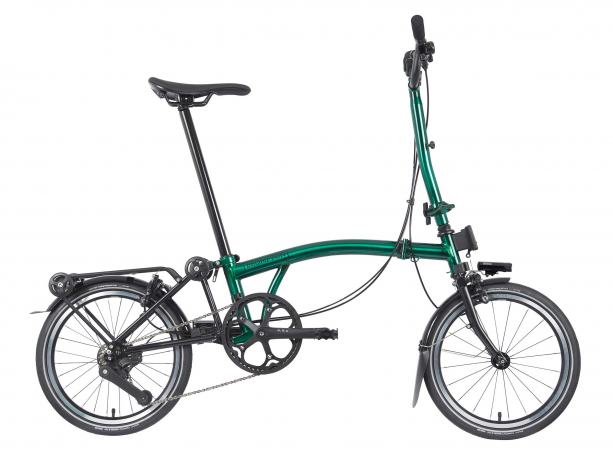 Brompton P Line Urban Hoog met Rack Emerald Lacquer