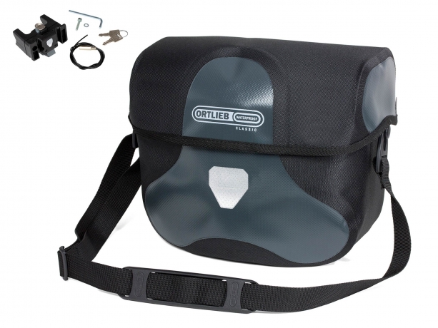 Ortlieb Stuurtas Ultimate Six Classic 7L Asfalt-Zwart incl. Stuurhouder