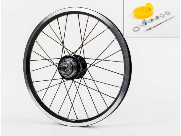 Brompton Achterwiel 3/6V BWR Dubbelwandig Zwart-Zwart