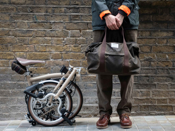 Brompton Barbour x Brompton Wax Cotton Holdall Olijfgroen