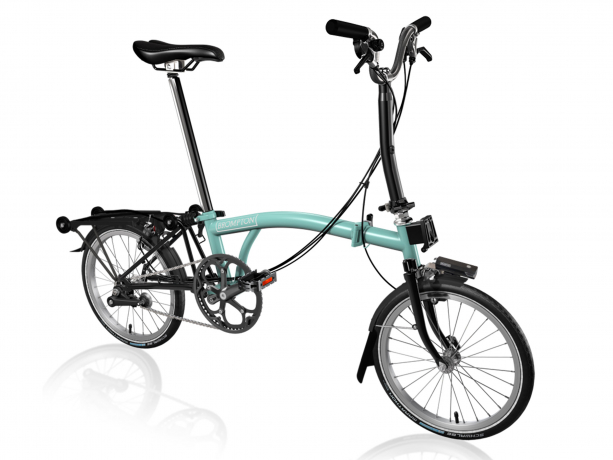 Brompton C Line Black Edition Explore Midden met Rack Turkoois