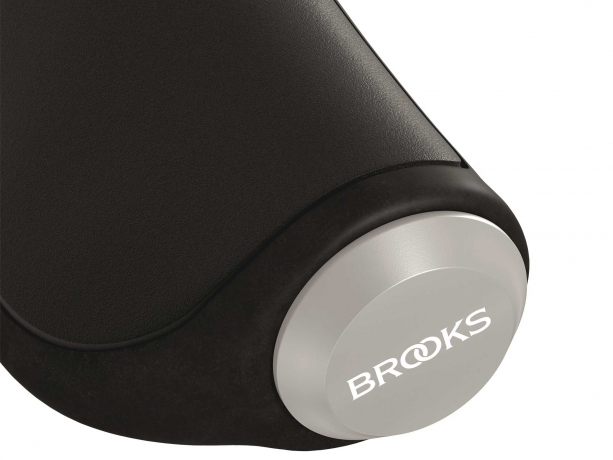 Brooks Ergonomic Leder Handvatten 130-130mm Zwart-Zilver