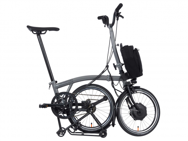 Brompton Electric P Line Urban Hoog met Rack Grijs Metallic