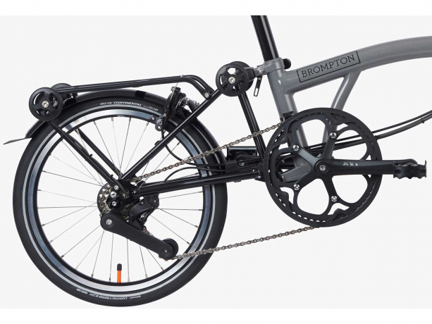 Brompton Electric P Line Urban Hoog met Rack Grijs Metallic