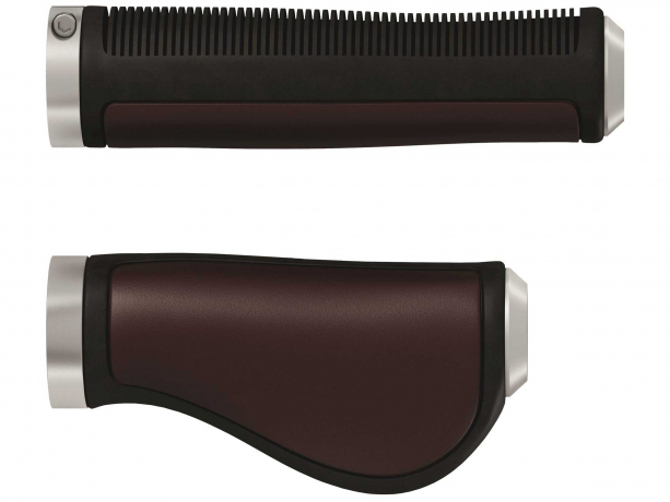 Brooks Ergonomic Leder Handvatten 130/100mm Bruin-Zilver