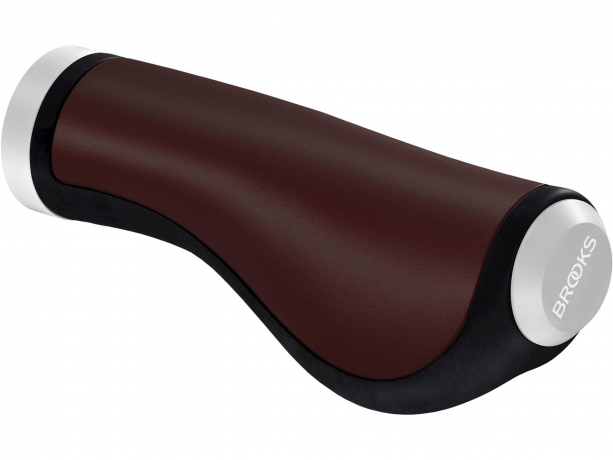 Brooks Ergonomic Leder Handvatten 130/100mm Bruin-Zilver