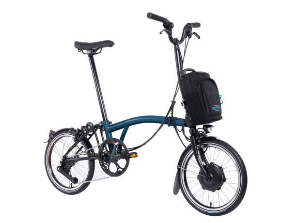 Brompton Electric C Line Urban H4R Ocean Blue Rack