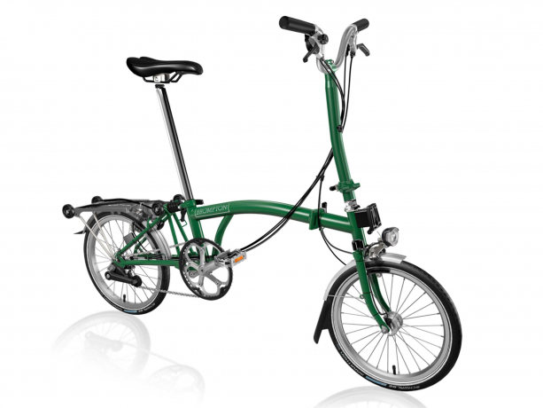 Brompton C Line Explore Hoog met Rack Racing Groen