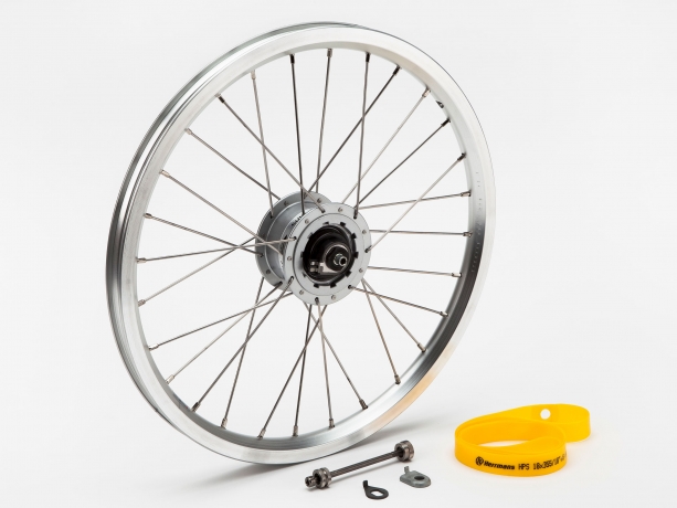 Brompton Voorwiel Naafdynamo Shimano Dubbelwandig Zilver