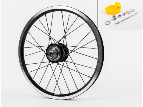 Brompton Achterwiel 3/6V BWR Zilver Dubbelwandig Zwart